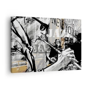 Bild auf Leinwand - Leinwandbild - New Yorker Jazzszene - 70x50cm - Im Rhythmus von New York - Moderne Wanddekoration für Wohnzimmer und Schlafzimmer ARTTOR