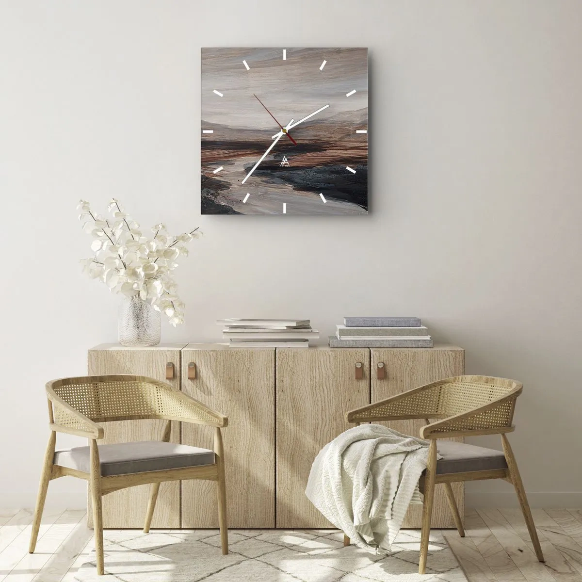 Wanduhr - Glasuhr - Ruhiges Tal - 40x40 cm