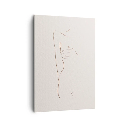 Bild auf Leinwand - Leinwandbild - Eine subtile Strichzeichnung einer Silhouette vor einem hellen Hintergrund - 50x70cm - Die Form des Verlangens - Moderne Wanddekoration für Wohnzimmer und Schlafzimmer ARTTOR