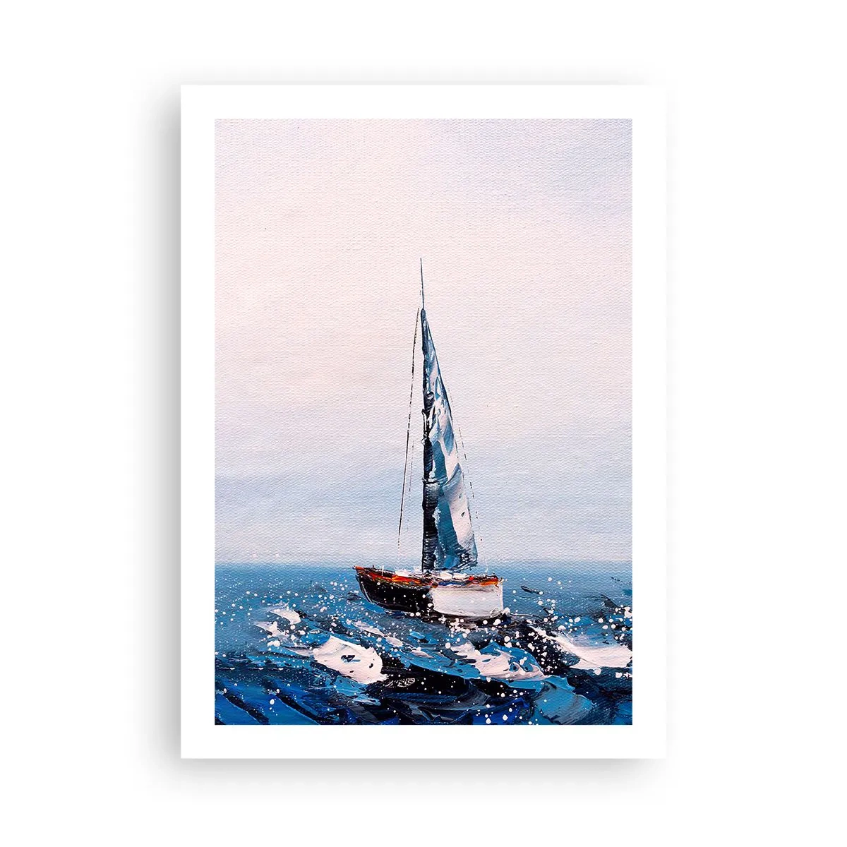 Poster - Ein Segelboot auf stürmischem Meer im malerischen Stil - 50x70cm - Bruderschaft des Windes - Moderne Wanddekoration für Wohnzimmer und Schlafzimmer ARTTOR