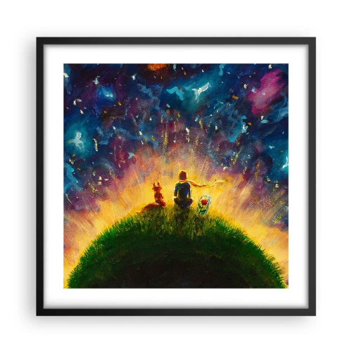 Poster in einem schwarzem Rahmen - Liebe und Freundschaft - die ganze Welt - 50x50 cm