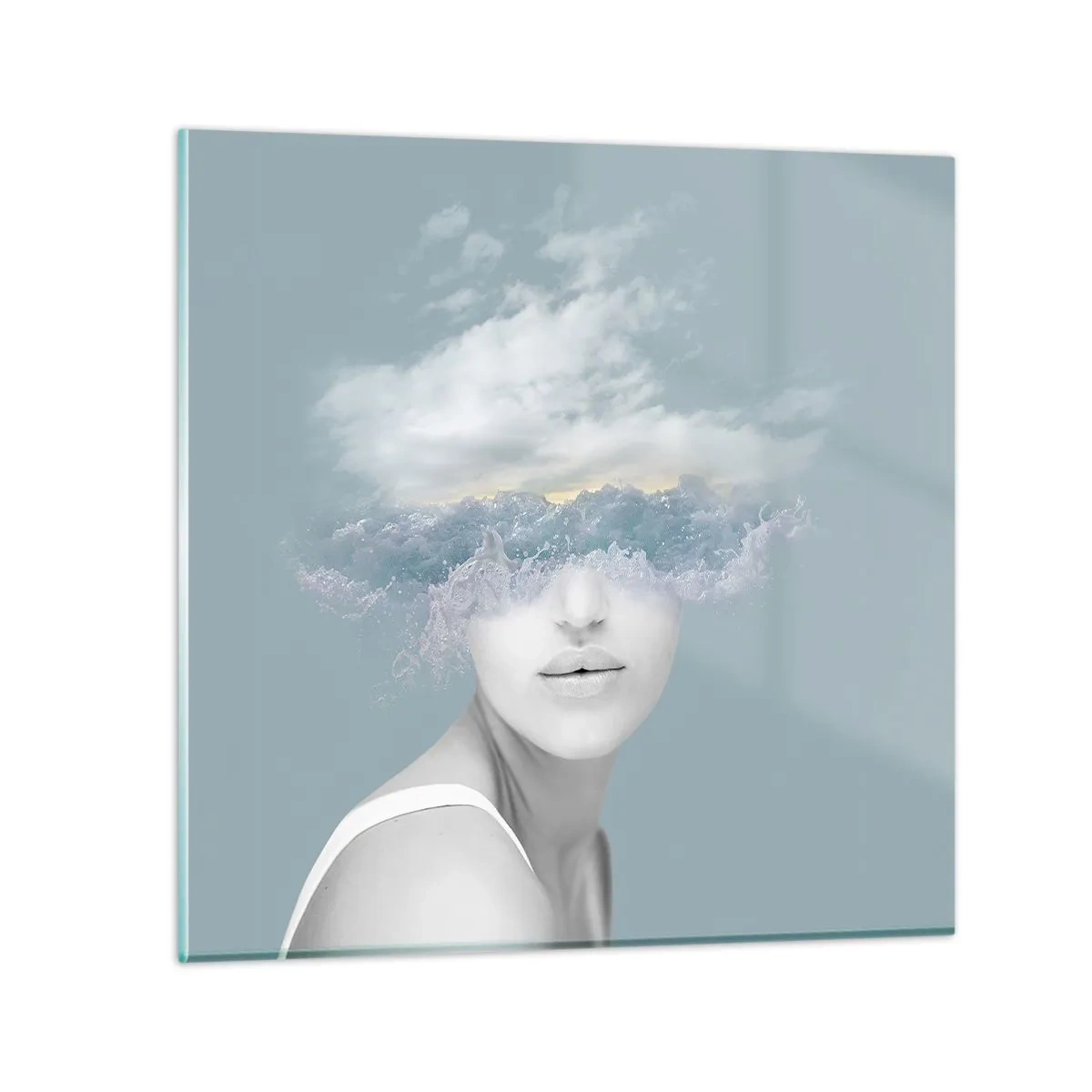 Glasbild - Bild auf glas - Mit dem Kopf in den Wolken - 50x50 cm