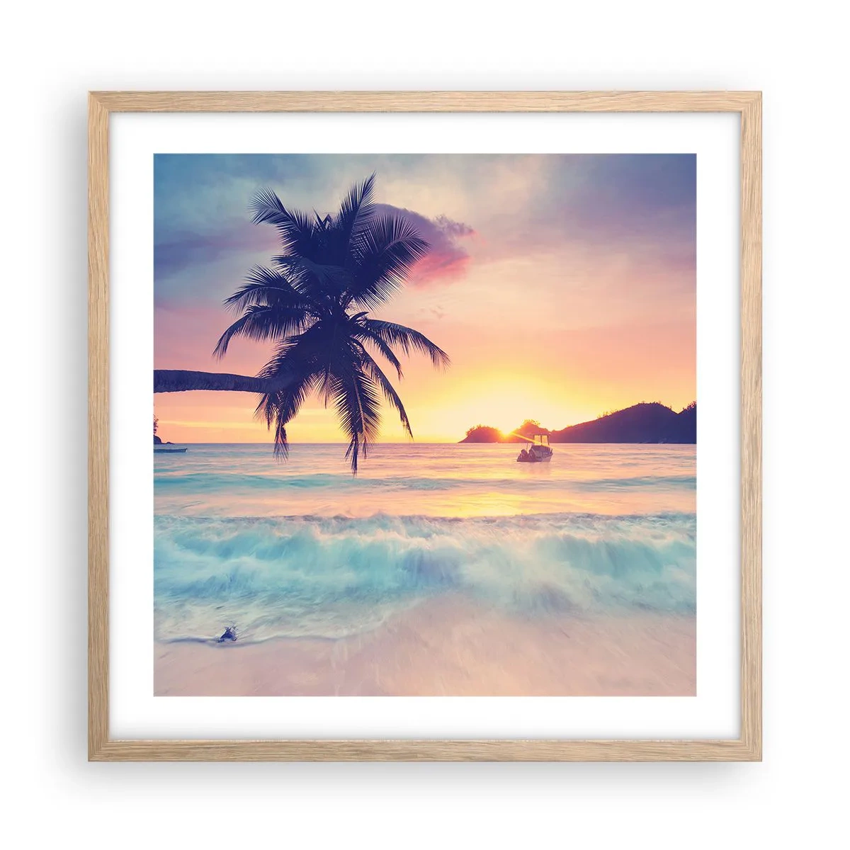 Poster in einem Rahmen aus heller Eiche - Ein Abend in der Bucht - 50x50 cm