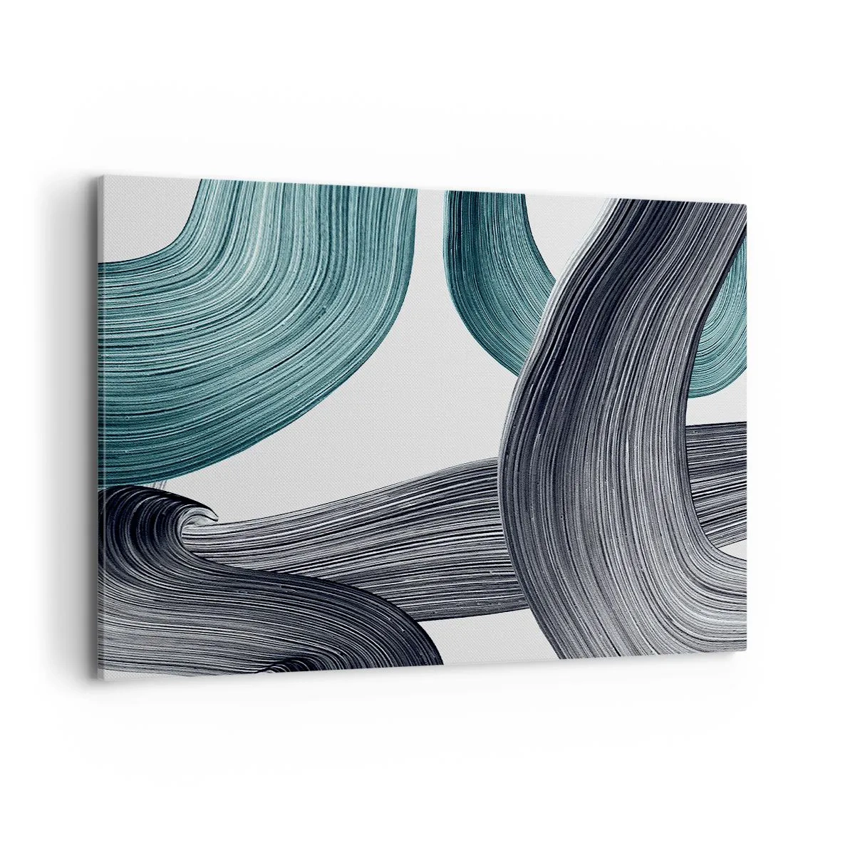 Bild auf Leinwand - Leinwandbild - Fließende abstrakte Linien in Grün- und Grautönen - 120x80cm - Smaragdgrüne und schwarze Pfade - Moderne Wanddekoration für Wohnzimmer und Schlafzimmer ARTTOR