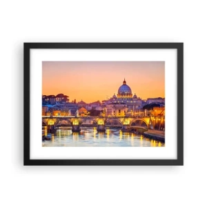 Poster in einem schwarzem Rahmen - Sonnenuntergang über der ewigen Stadt - 40x30 cm