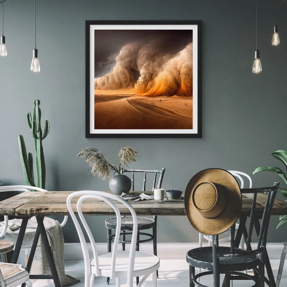 Poster in einem schwarzem Rahmen - Zorn der Wüste - 60x60 cm