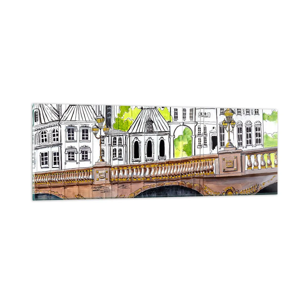 Glasbild - Bild auf glas - Die Stadt ist gemalt - 90x30 cm