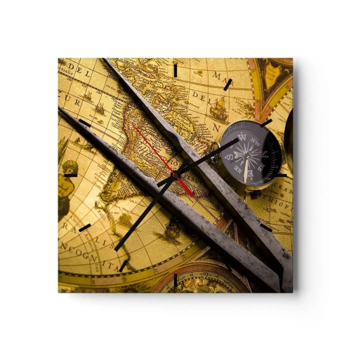 Wanduhr - Glasuhr - Wo sind diese Schätze? - 40x40 cm