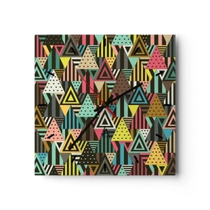 Wanduhr - Glasuhr - Im Rhythmus auf drei - 40x40 cm