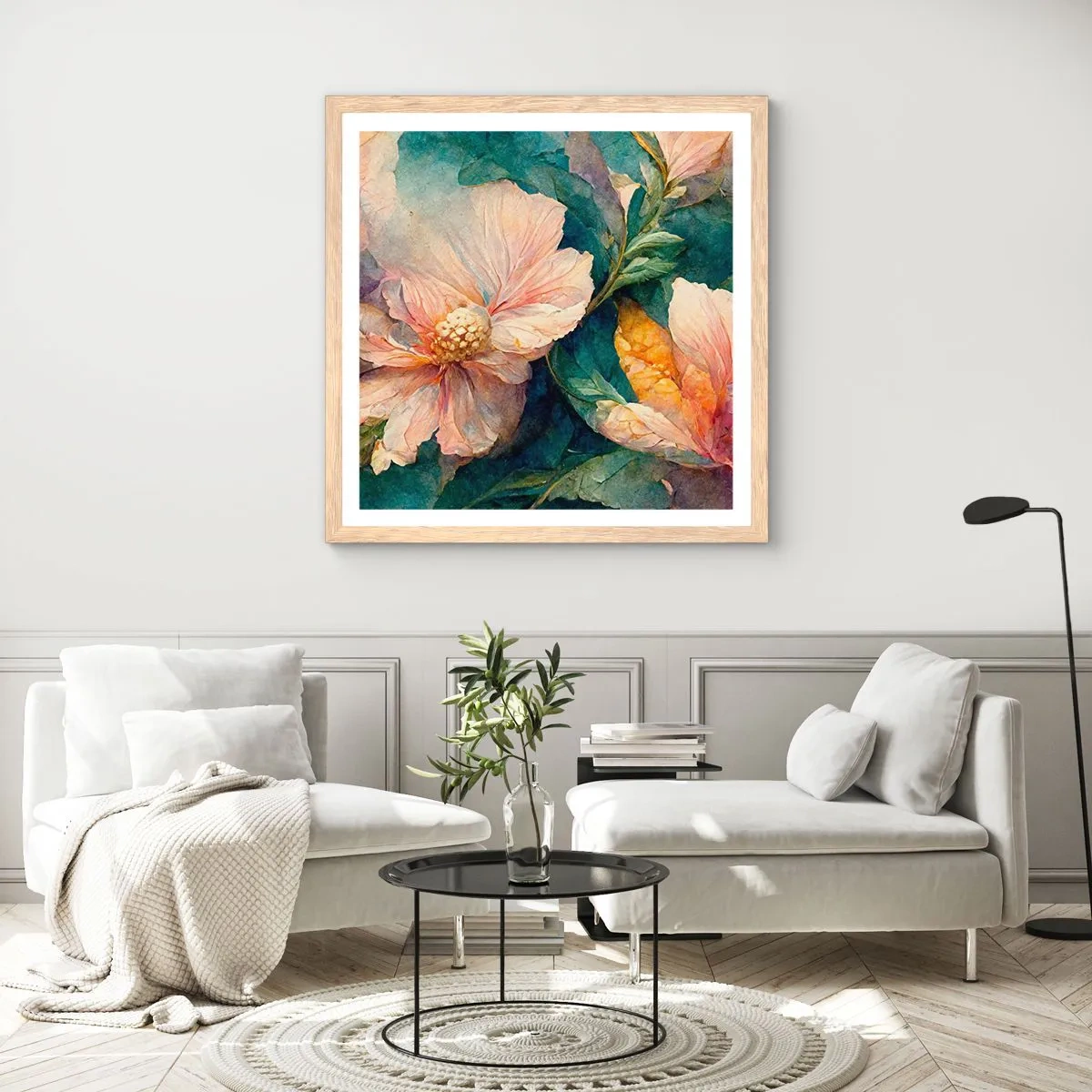 Poster in einem Rahmen aus heller Eiche - Pure Subtilität - 50x50 cm