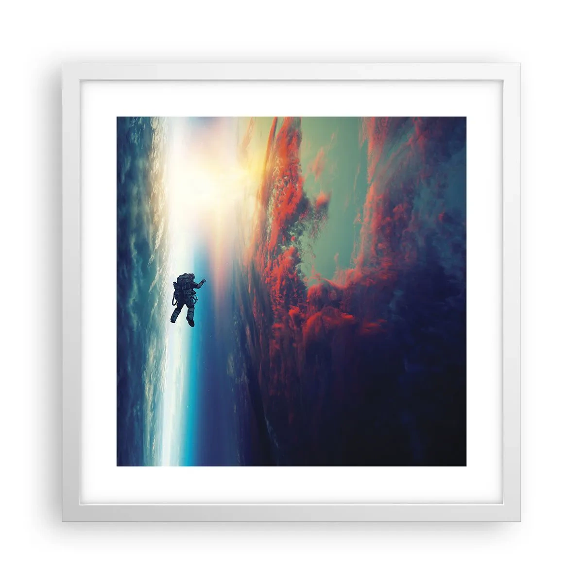 Poster in einem weißen Rahmen - Sich dem Universum stellen - 40x40 cm
