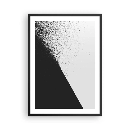 Poster in einem schwarzem Rahmen - Abstraktes Muster in Schwarz und Weiß - 50x70cm - Immer schneller, immer mehr - Moderne Wanddekoration für Wohnzimmer und Schlafzimmer ARTTOR