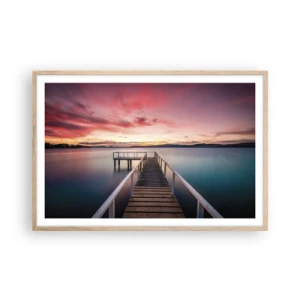 Poster in einem Rahmen aus heller Eiche - Die sanfte Flamme des Abends - 91x61 cm