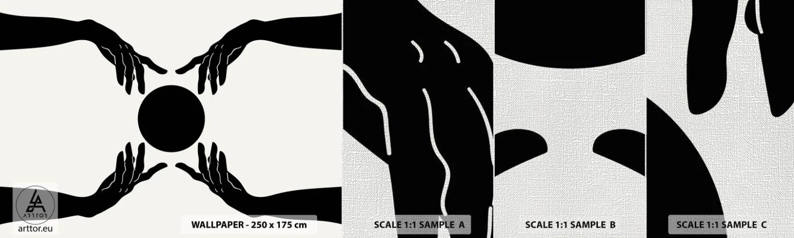 Fototapeten Muster Premium Canvas - Geheimes Zeichen - Hände, Ball, Hände - 100x30 cm