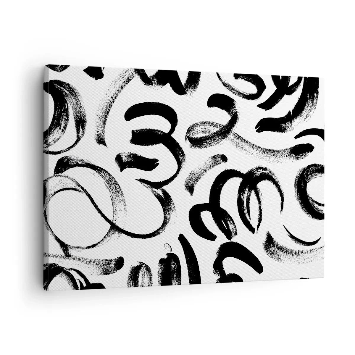 Bild auf Leinwand - Leinwandbild - Schwarze abstrakte Pinselstriche auf weißem Hintergrund - 70x50cm - Schwarz auf Weiß - Moderne Wanddekoration für Wohnzimmer und Schlafzimmer ARTTOR