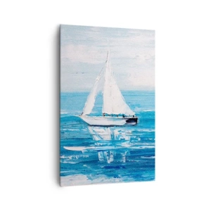 Bild auf Leinwand - Leinwandbild - Yachten auf dem blauen Meer im künstlerischen Stil - 80x120cm - Mit Freund an der Seite - Moderne Wanddekoration für Wohnzimmer und Schlafzimmer ARTTOR