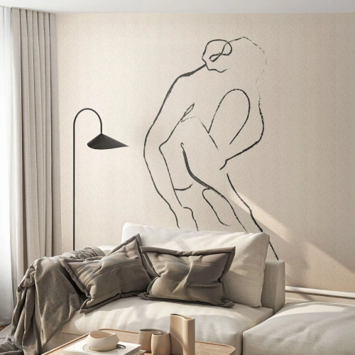 Fototapete Standard Eco - Eine minimalistische Skizze einer Figur in einer intimen Geste - 100x70cm - Intime Skizze - Moderne Wanddekoration für Wohnzimmer und Schlafzimmer ARTTOR