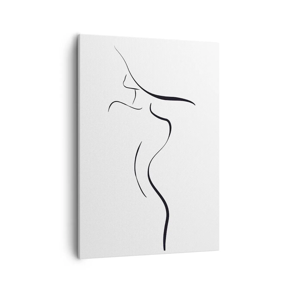 Bild auf Leinwand - Leinwandbild - Minimalistischer Umriss einer weiblichen Silhouette auf weißem Hintergrund - 50x70cm - Flüchtig wie eine Welle - Moderne Wanddekoration für Wohnzimmer und Schlafzimmer ARTTOR