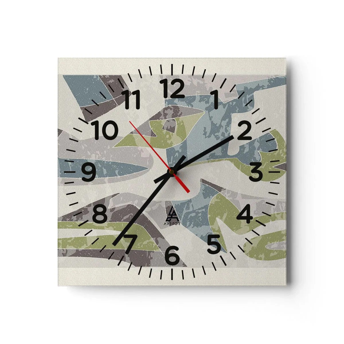 Wanduhr - Glasuhr - Komposition hinter dem Glas - 40x40 cm