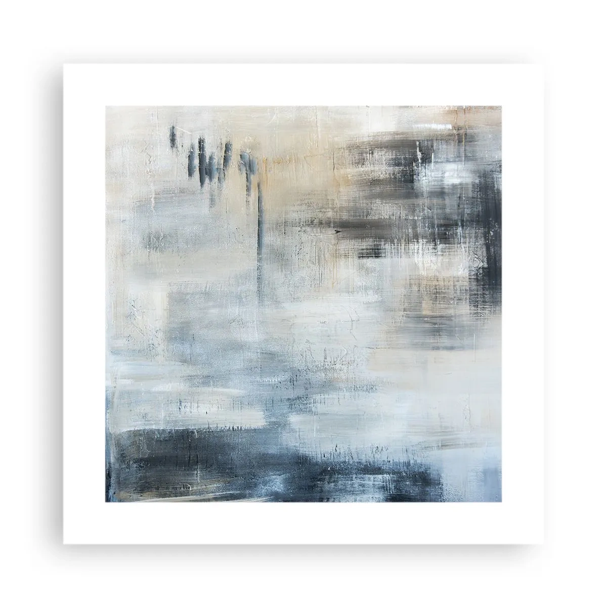 Poster - Hinter dem blauen Vorhang - 40x40 cm