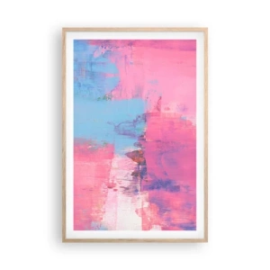 Poster in einem Rahmen aus heller Eiche - Rosa, Blau und eine Prise Licht - 61x91 cm