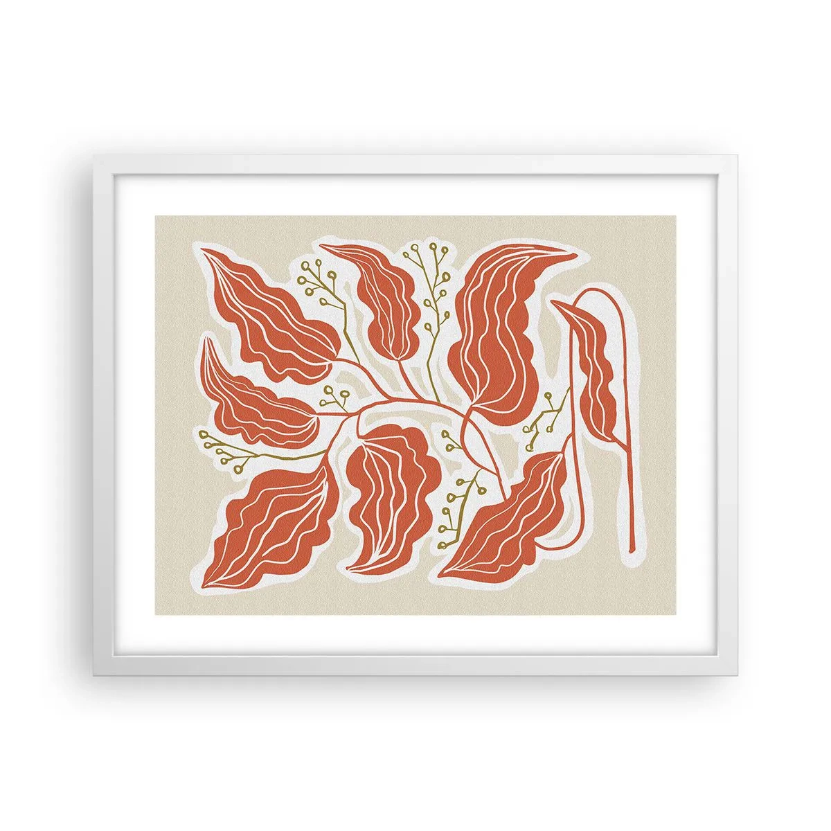 Poster in einem weißen Rahmen - Im Folkstil und korallenartig - 50x40 cm