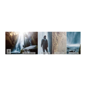 Fototapeten Muster Premium Canvas - Wiederherstellung der Proportionen - Wasserfall, Felsen, Höhle - 100x30 cm