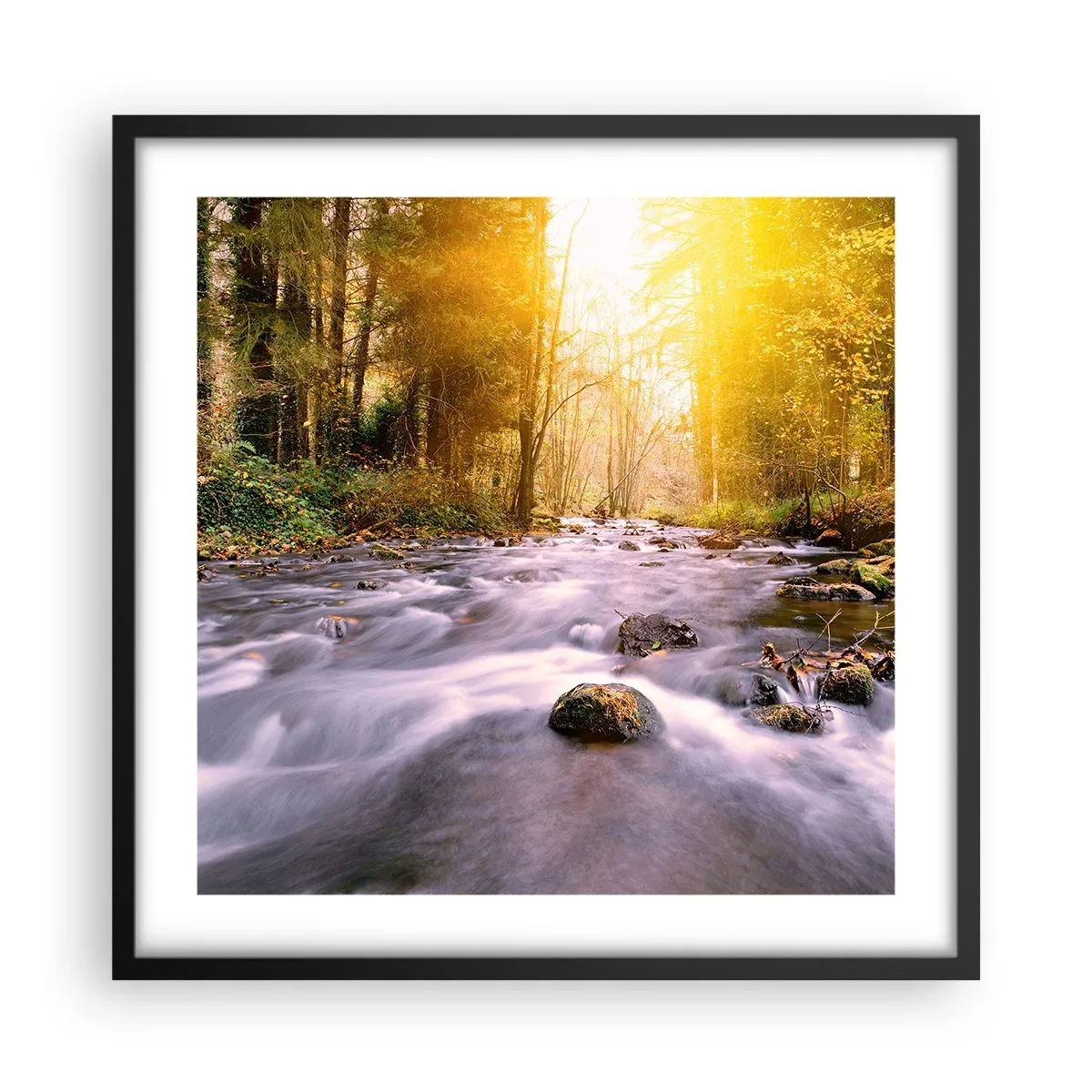 Poster in einem schwarzem Rahmen - Malachit im Silber- und Goldrahmen - 50x50 cm