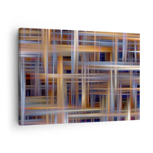 Bild auf Leinwand - Leinwandbild - Abstrakte geometrische Muster in Pastellfarben - 70x50cm - Aus Licht gewebt - Moderne Wanddekoration für Wohnzimmer und Schlafzimmer ARTTOR