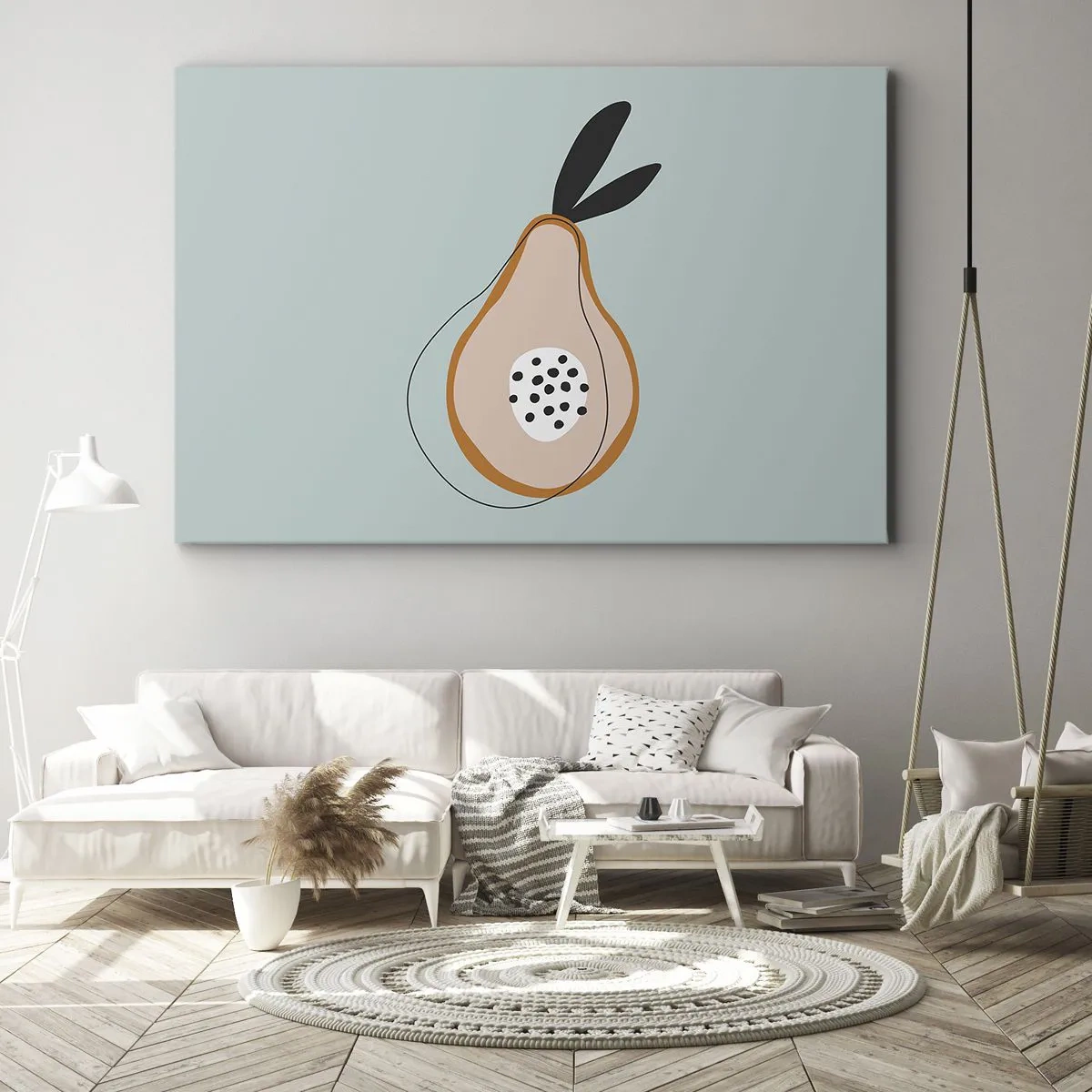 Bild auf Leinwand - Leinwandbild - Abstrakte Birne auf hellem Hintergrund - 70x50cm - Durchdringe die Natur der Dinge - Moderne Wanddekoration für Wohnzimmer und Schlafzimmer ARTTOR