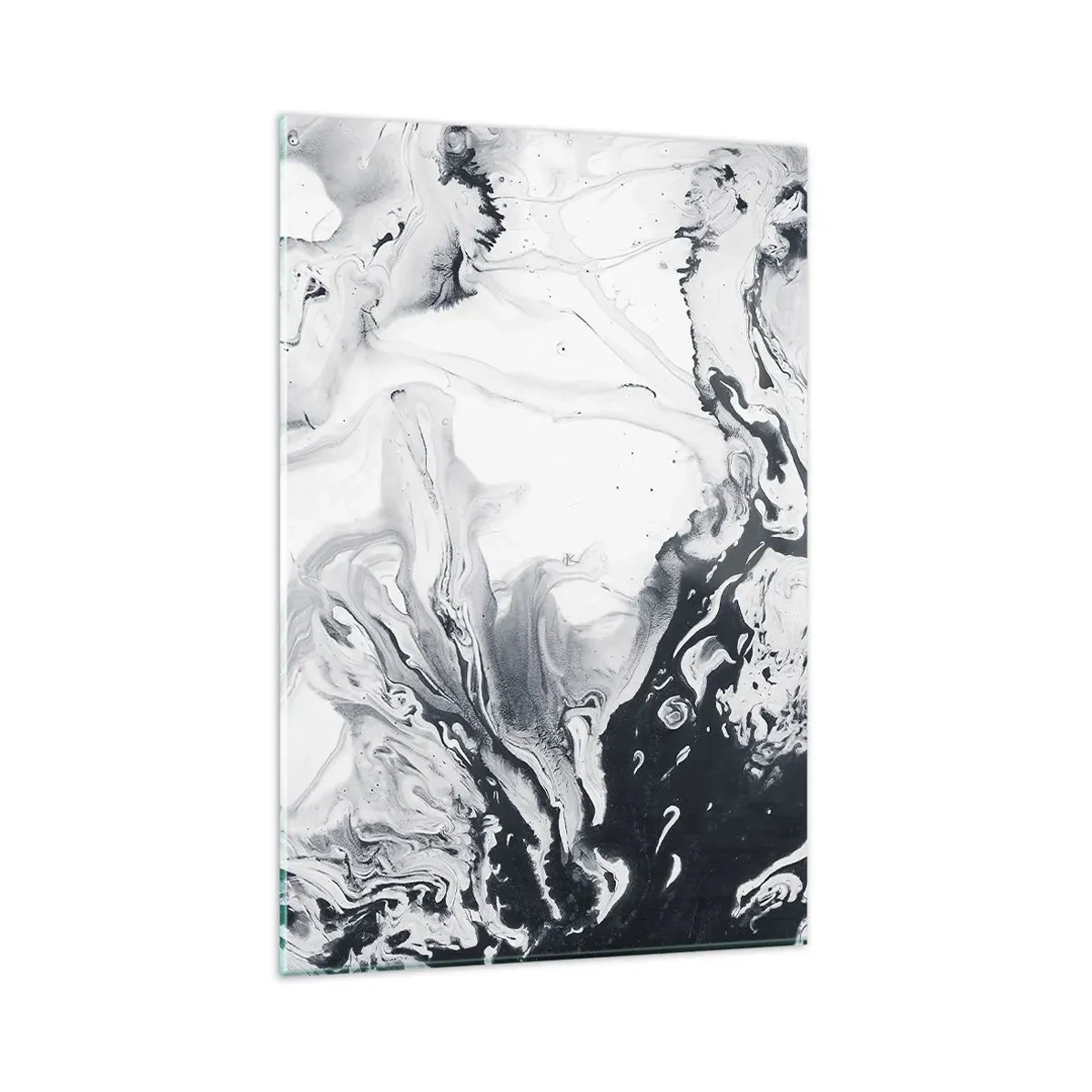 Glasbild - Bild auf glas - Monochromes abstraktes Muster mit Marmoreffekt - 80x120cm - Das Innere der Erde - Moderne Wanddekoration für Wohnzimmer und Schlafzimmer ARTTOR