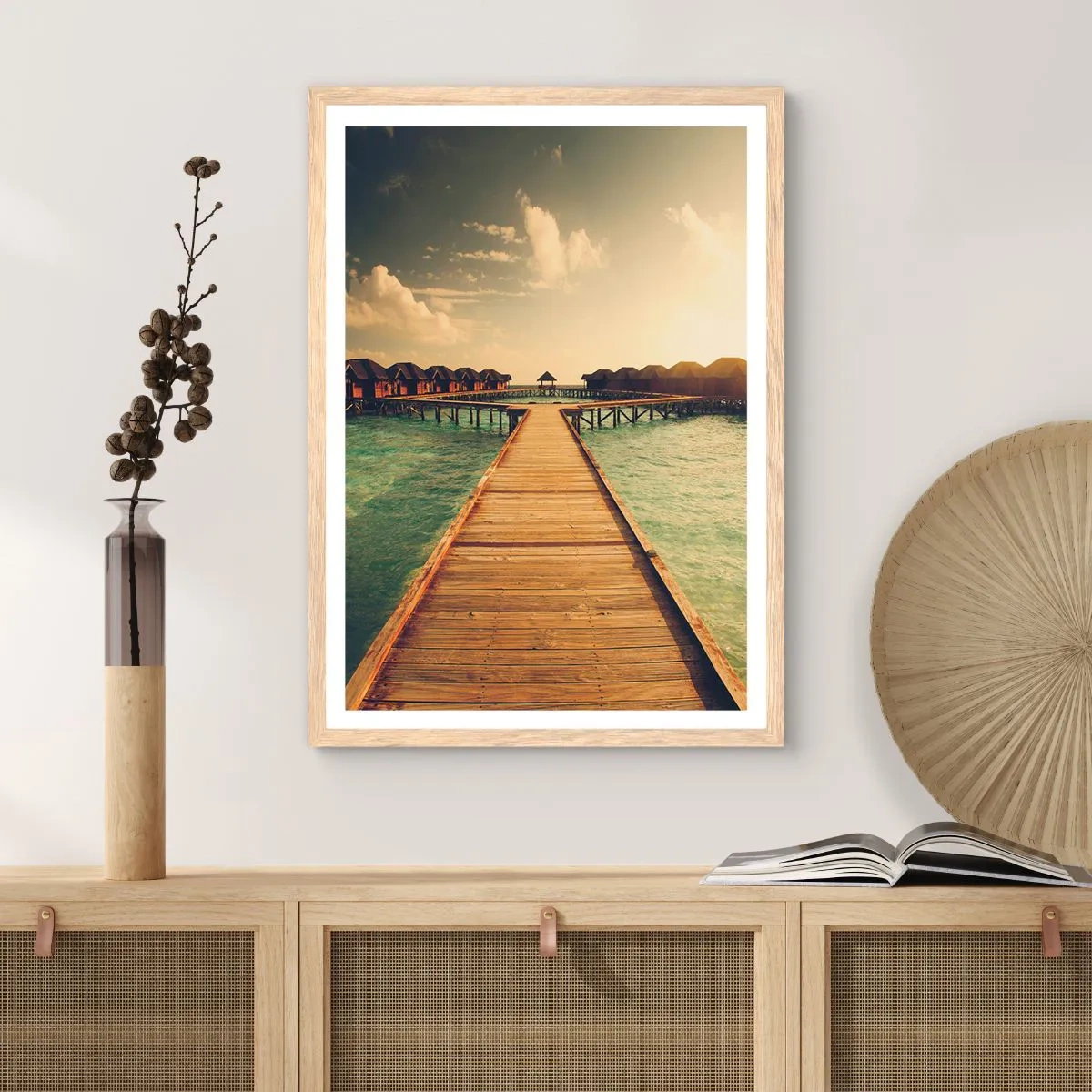 Poster in einem Rahmen aus heller Eiche - Eine herzliche Einladung - 50x70 cm