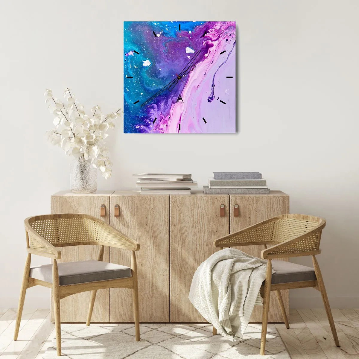 Wanduhr - Glasuhr - Yin und Yang - 40x40 cm