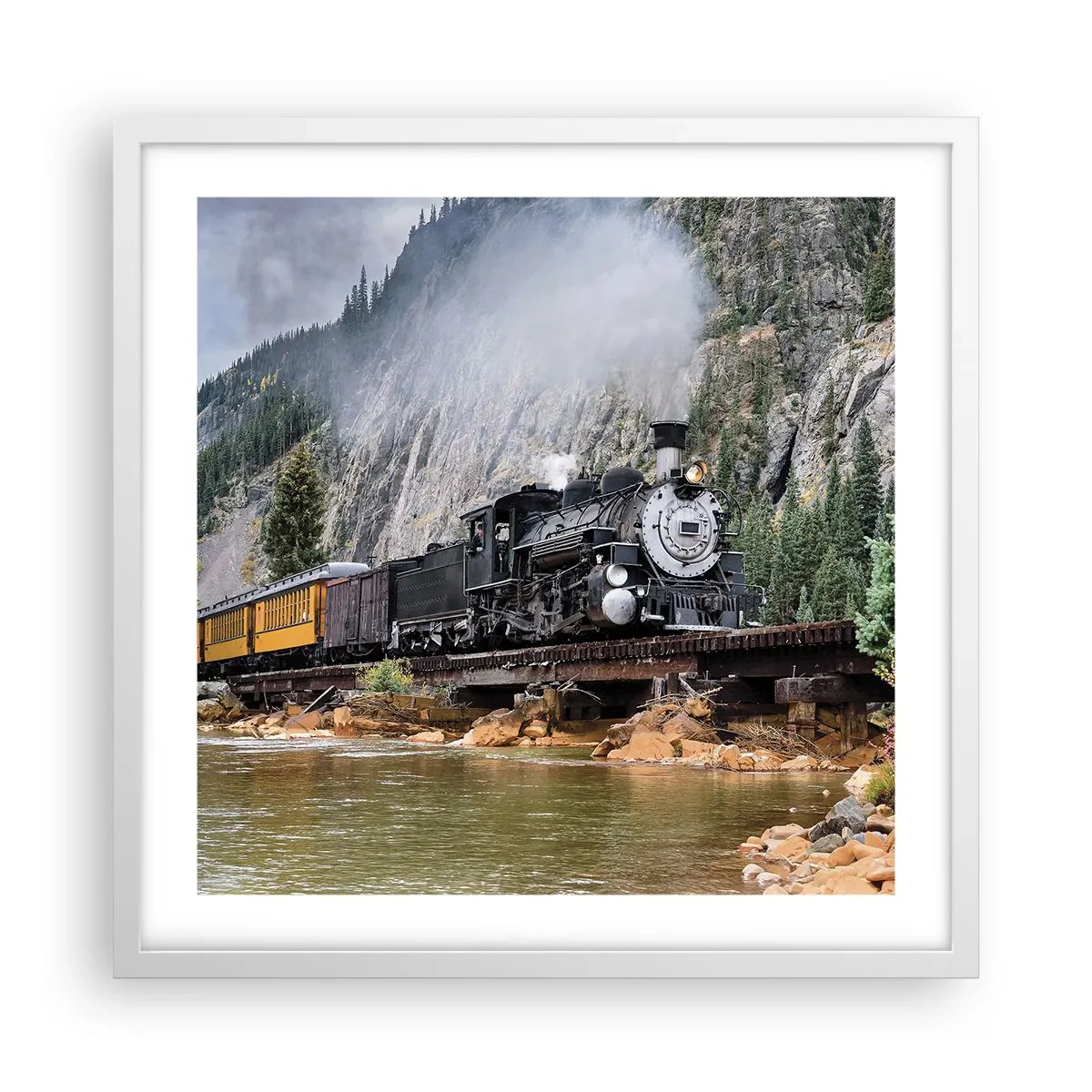 Poster in einem weißen Rahmen - Wo willst du hin? Wohin? - 50x50 cm