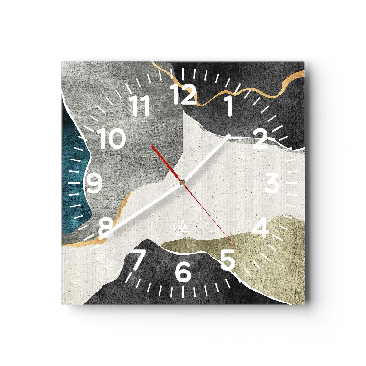 Wanduhr - Glasuhr - Mosaikkomposition mit Goldfaden - 40x40 cm