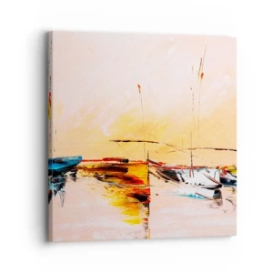 Bild auf Leinwand - Leinwandbild - Abend im Yachthafen - 30x30 cm