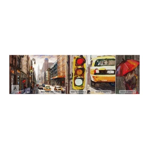 Fototapeten Muster Premium Canvas - New York - auch im Regen bunt - New York, Stadt, Manhattan - 100x30 cm