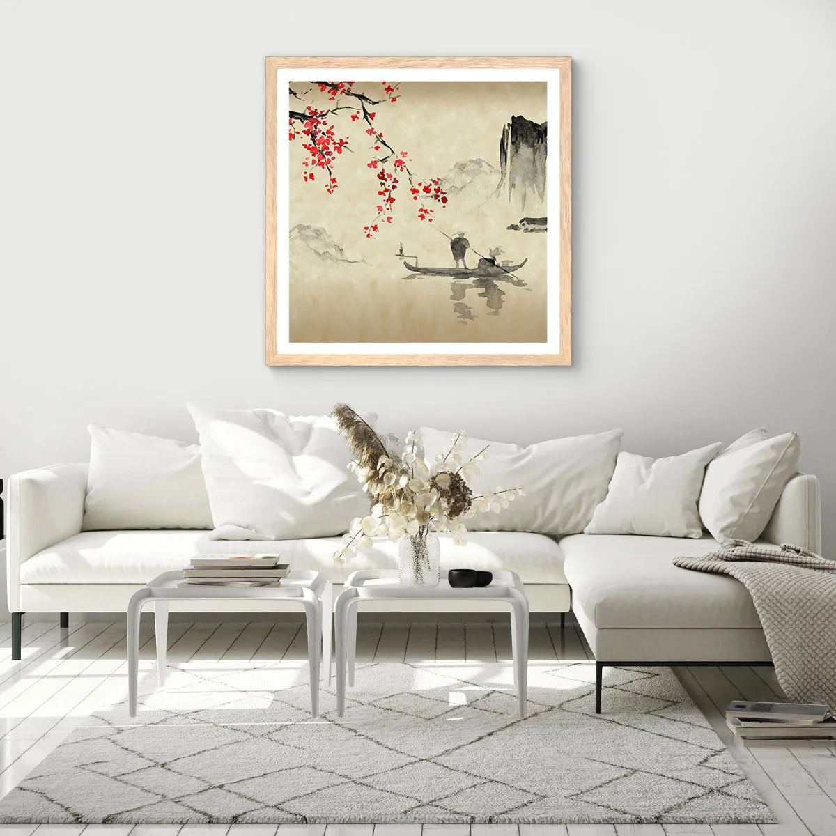 Poster in einem Rahmen aus heller Eiche - Im Land der blühenden Kirschbäume - 30x30 cm