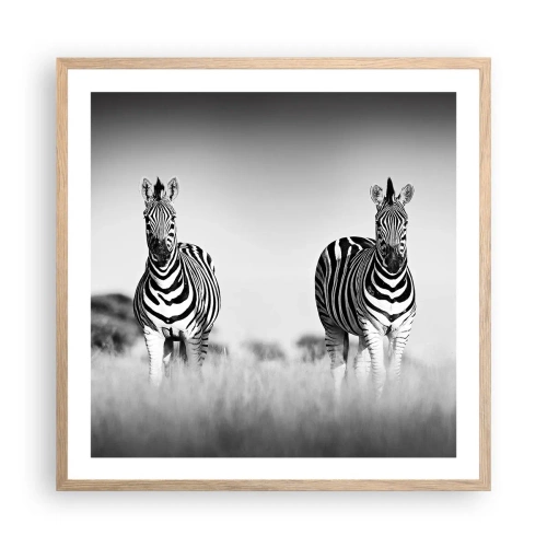 Poster in einem Rahmen aus heller Eiche - Die Welt ist doch schwarz-weiß - 60x60 cm