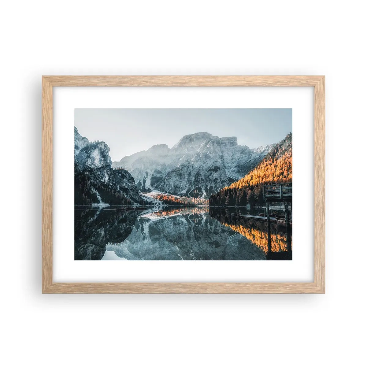 Poster in einem Rahmen aus heller Eiche - Spiegellandschaft - 40x30 cm