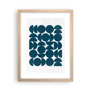 Poster in einem Rahmen aus heller Eiche - Kreise und Halbkreise - 30x40 cm