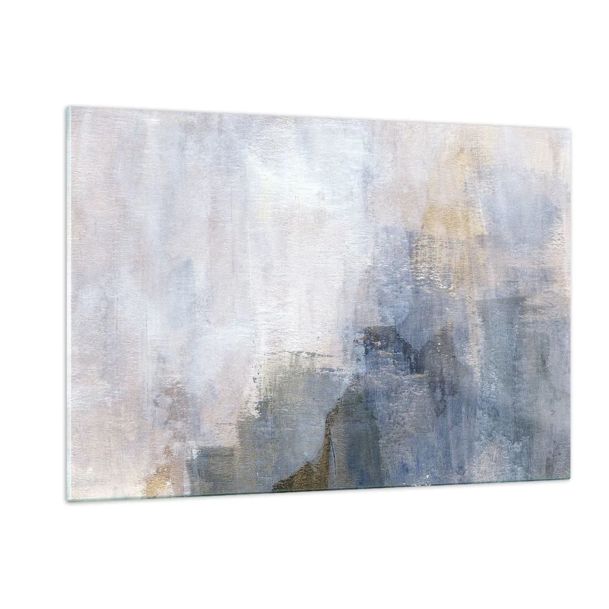 Glasbild - Bild auf glas - Eine abstrakte Komposition in kühlen Blau- und Beigetönen. - 120x80cm - Farbtöne und Akkorde - Moderne Wanddekoration für Wohnzimmer und Schlafzimmer ARTTOR