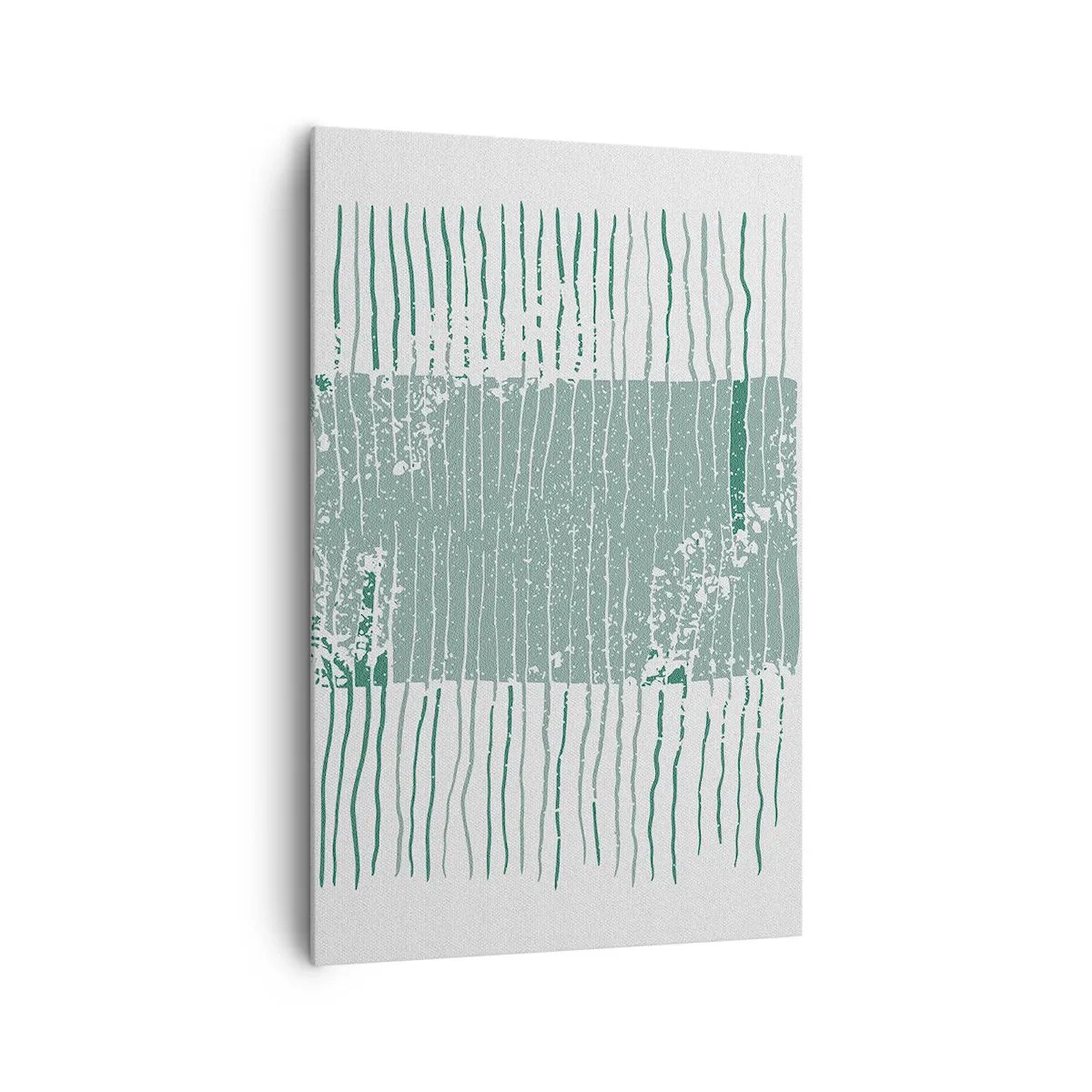 Bild auf Leinwand - Leinwandbild - Geometrisches Muster in Meeresgrün- und Weißtönen - 80x120cm - Marine Abstraktion - Moderne Wanddekoration für Wohnzimmer und Schlafzimmer ARTTOR