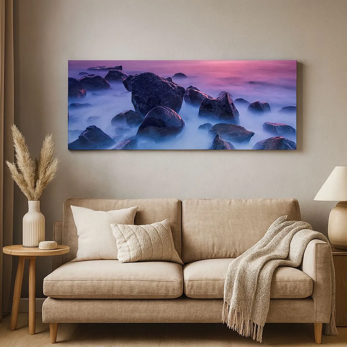 Bild auf Leinwand - Leinwandbild - Geburt bei Licht und Nebel - 100x40 cm