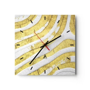 Wanduhr - Glasuhr - Komposition in Weiß und Gold - 40x40 cm