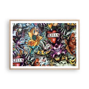 Poster in einem Rahmen aus heller Eiche - Der Traum des Tätowierers - 100x70 cm