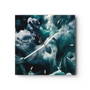 Wanduhr - Glasuhr - Farbbewegung - 40x40 cm