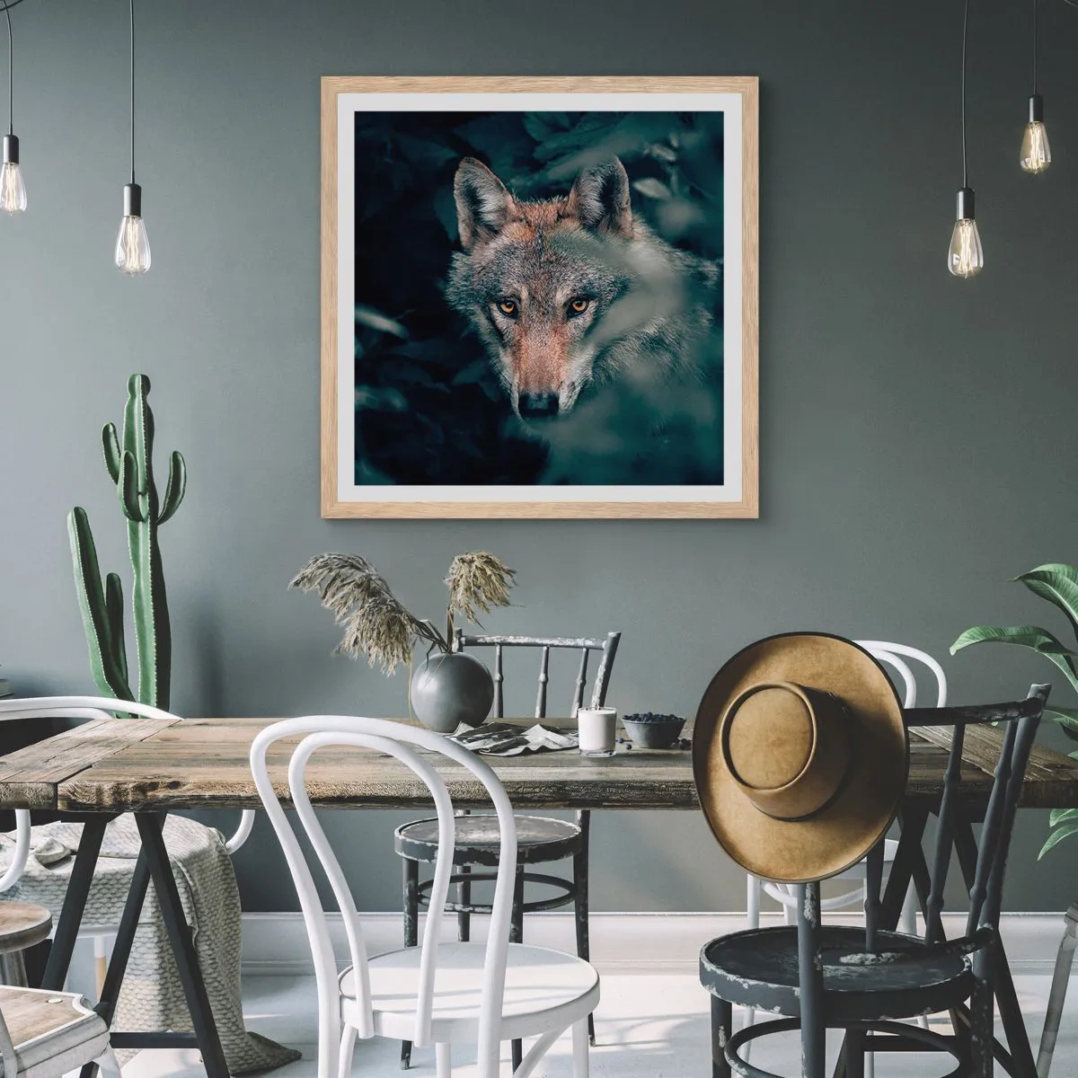 Poster in einem Rahmen aus heller Eiche - Jäger - 50x50 cm