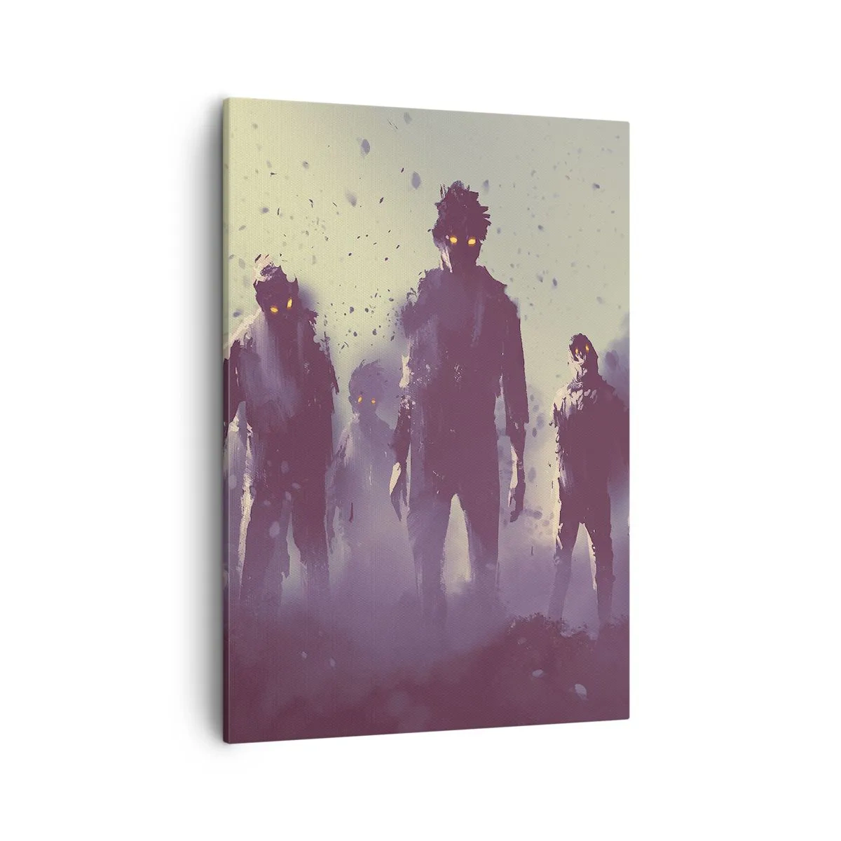 Bild auf Leinwand - Leinwandbild - Dunkle Szene mit Silhouetten mit gelben Augen - 50x70cm - Vorsichtig sein! Sie kommen - Moderne Wanddekoration für Wohnzimmer und Schlafzimmer ARTTOR