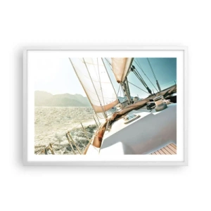 Poster in einem weißen Rahmen - Unter vollen Segeln - 70x50 cm
